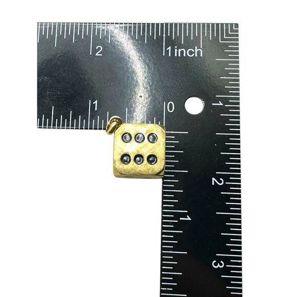 14K Yellow Gold 3D Die/Dice Cube Pendant (16551) - Picture 5 of 6